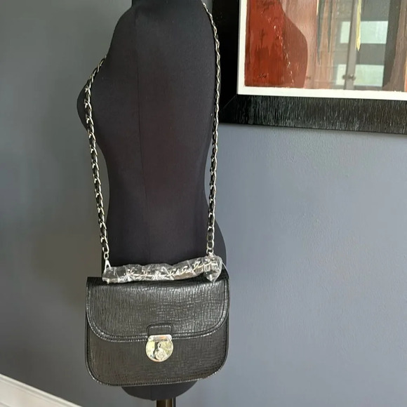 CXL by Christian Lacroix black faux alligator texture woven chain crossbody bag. - Picture 3 of 7